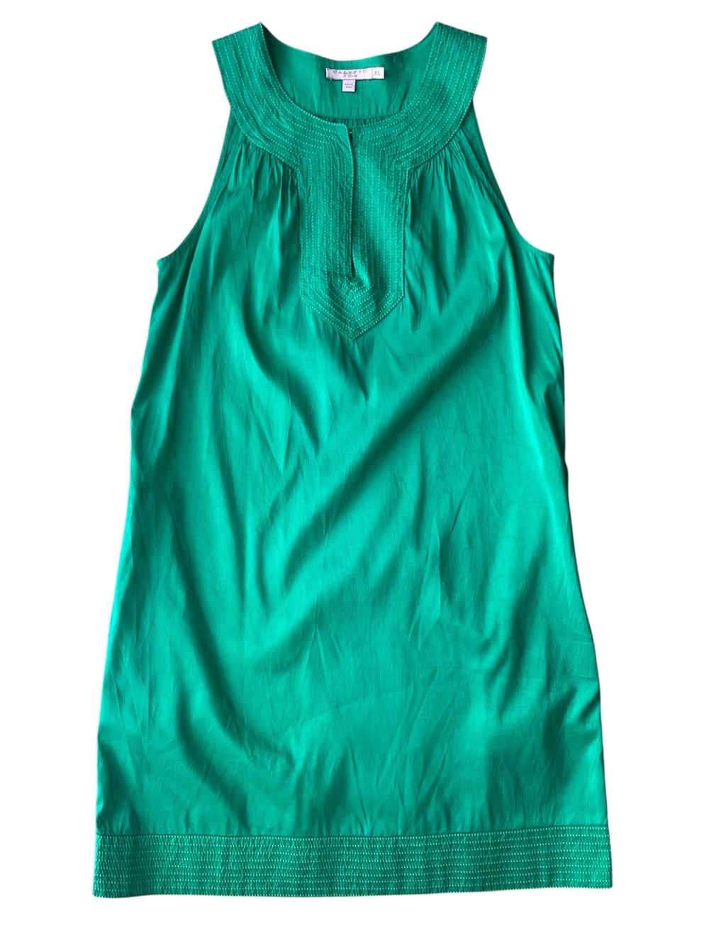 Calypso St. Barth Silk Sleeveless Dress Size XS Emerald Green Pockets